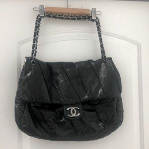 CHANEL extravagant all black soft leather large bag. AUTHENTIC!!